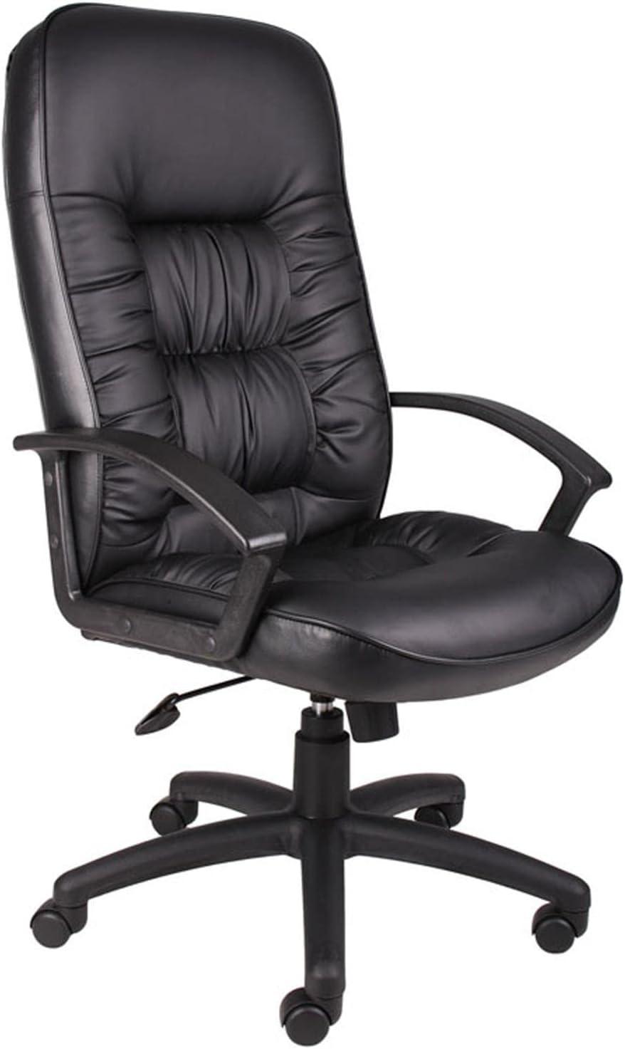 High Back LeatherPlus Chair Black - Boss Office Products: Ergonomic, Adjustable, Swivel, Casters/Wheels