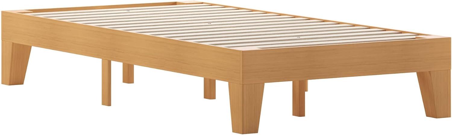 Twin Natural Pine Wood Platform Bed Frame with Slats