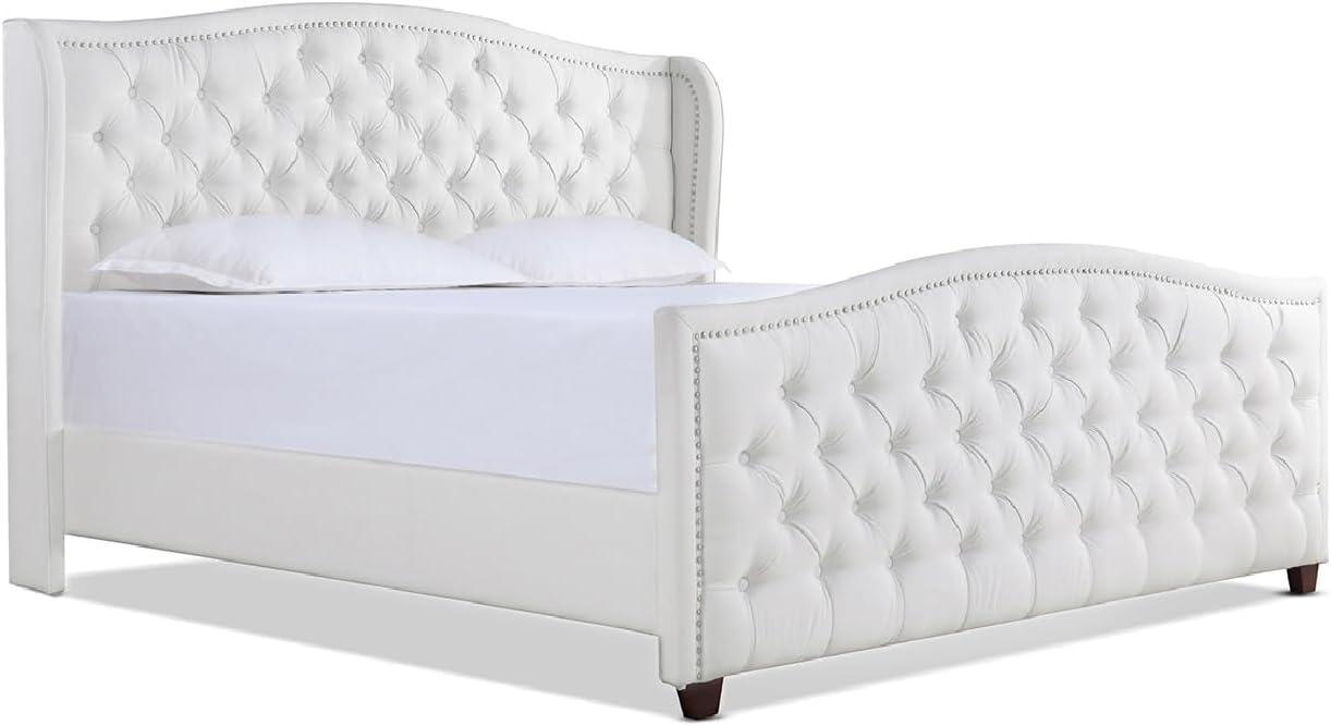 Marcella Tufted Wingback King Bed Bright White