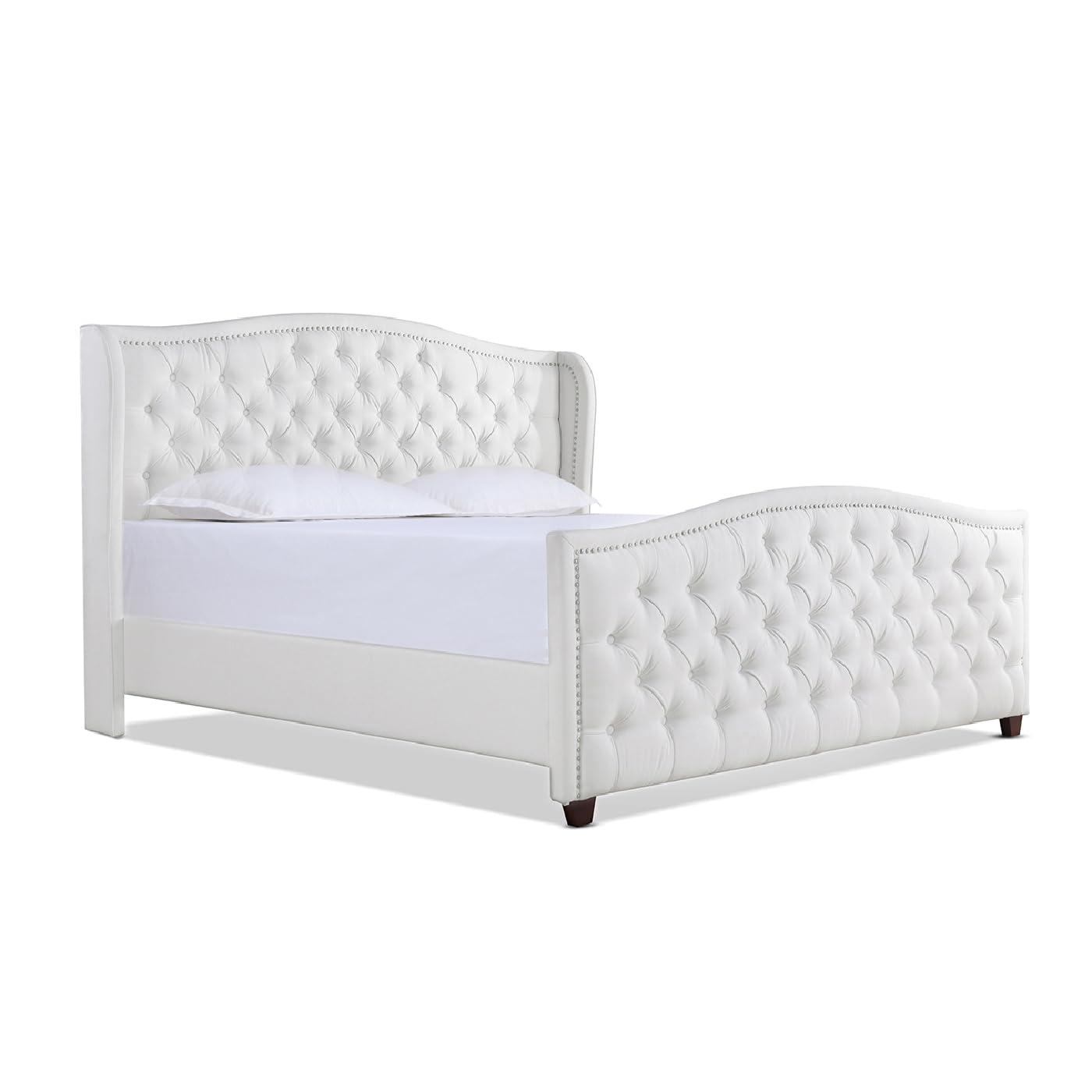 Marcella Tufted Wingback King Bed Bright White