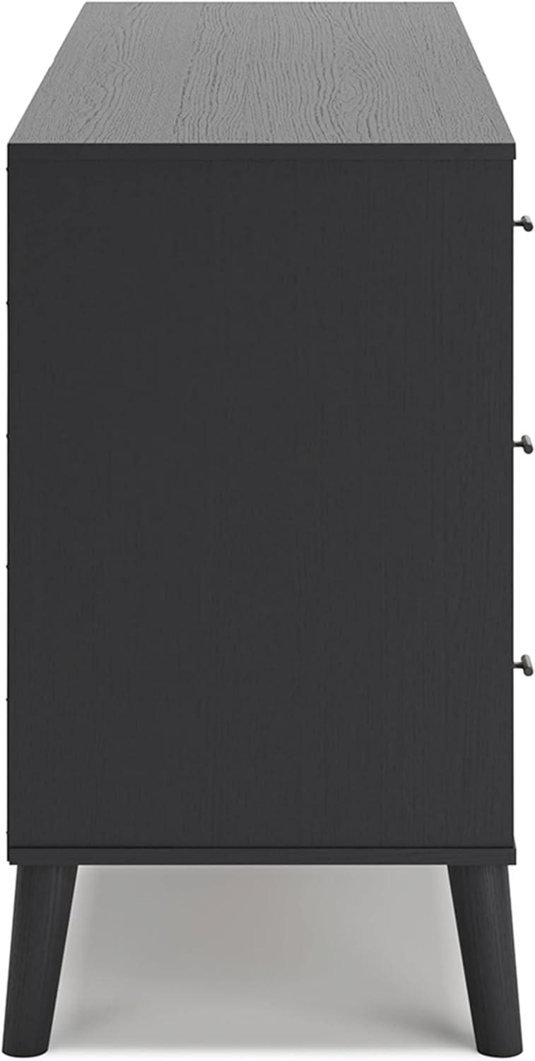 Charlang Mid-Century Modern Black & Beige 6-Drawer Dresser