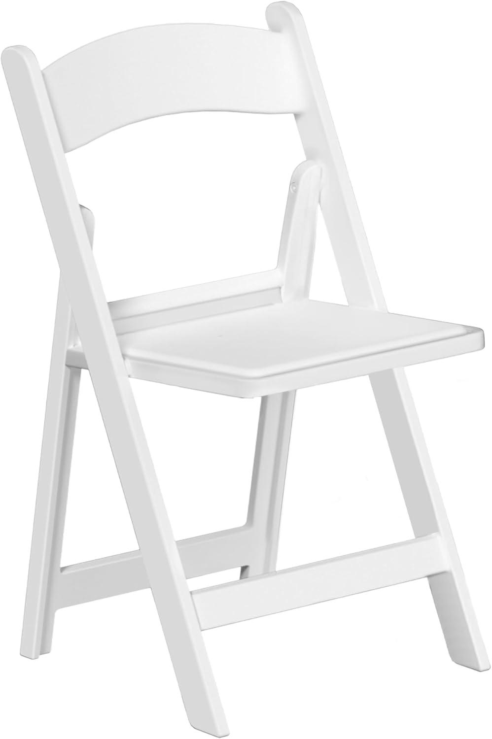 Kids White Resin Folding Chair with Vinyl Padded Seat