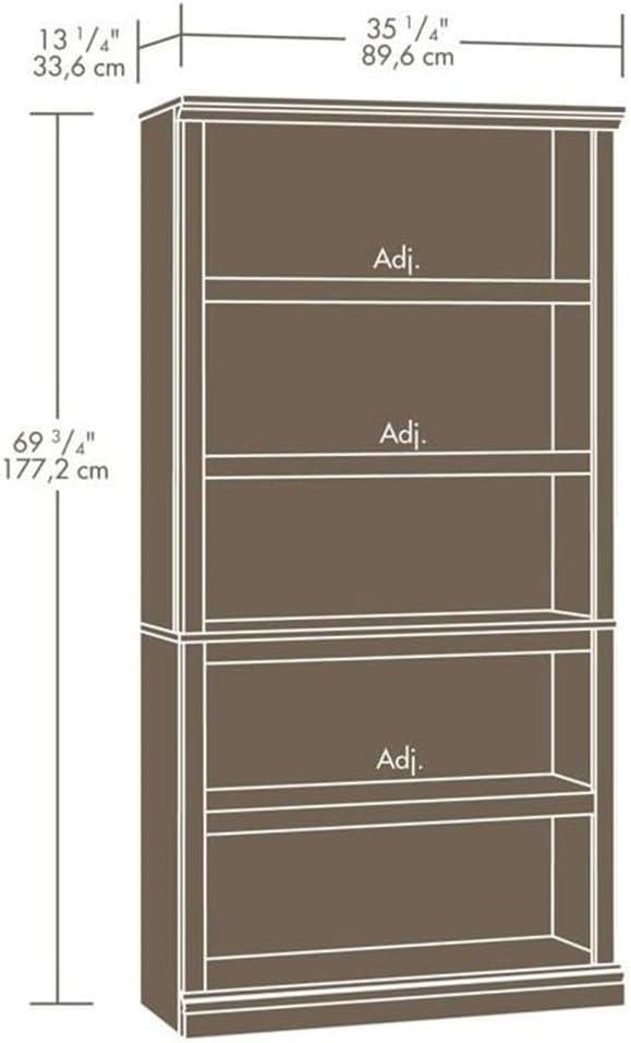 Pemberly Row Wooden 5 Shelf Wood Bookcase in Washington Cherry Finish