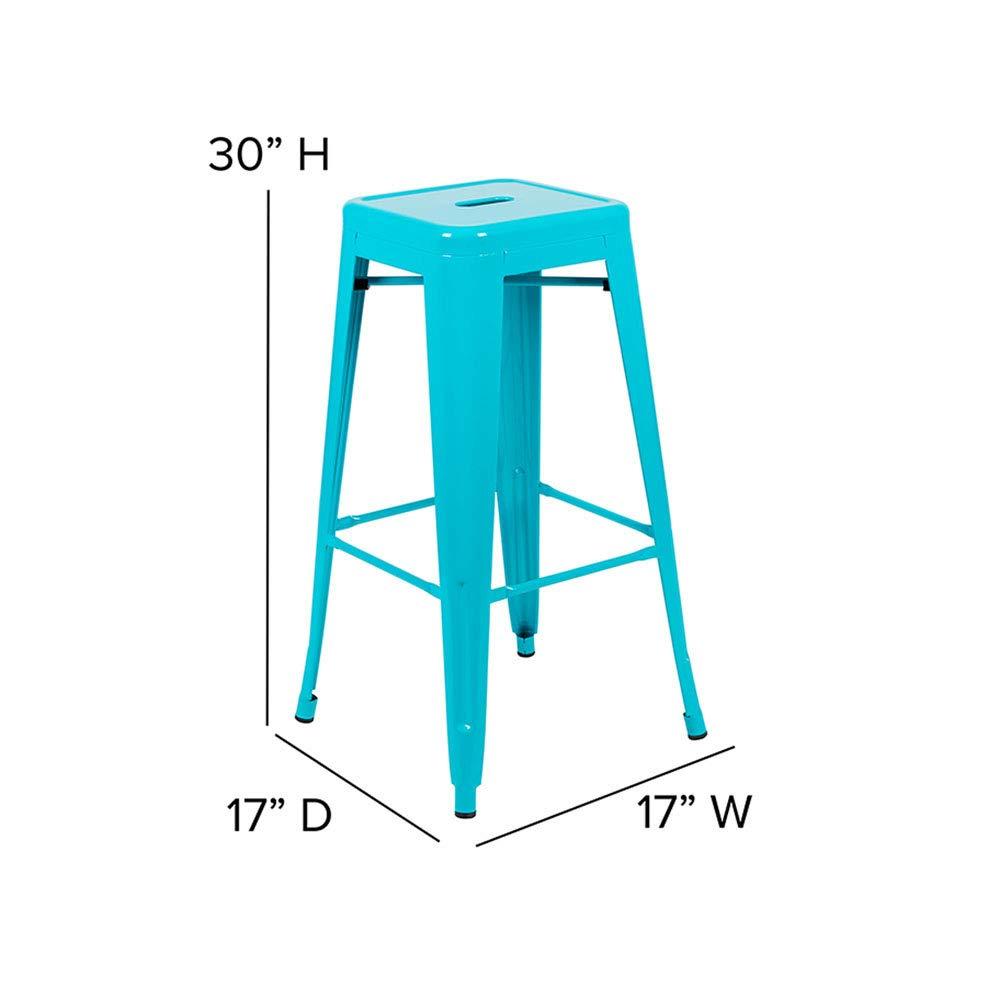 30'' High Backless Distressed Antique Blue Metal Indoor-Outdoor Barstool