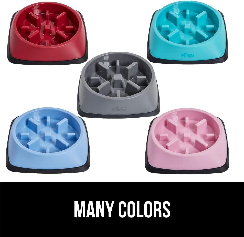 Gorilla Grip Slip Resistant Slow Feeder Dog Bowl,4 Cups,Slows Down Pets Eating,Prevents Overeating,Feed Small&Large Breed Puppy,Puzzle Design,Dogs Pet Bowls for Dry&Wet Food,Turquoise,4 Cup.