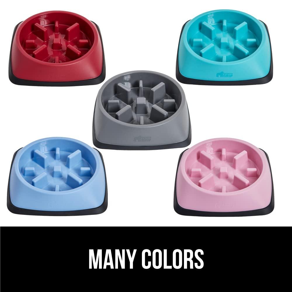 Gorilla Grip Slip Resistant Slow Feeder Dog Bowl,4 Cups,Slows Down Pets Eating,Prevents Overeating,Feed Small&Large Breed Puppy,Puzzle Design,Dogs Pet Bowls for Dry&Wet Food,Turquoise,4 Cup.