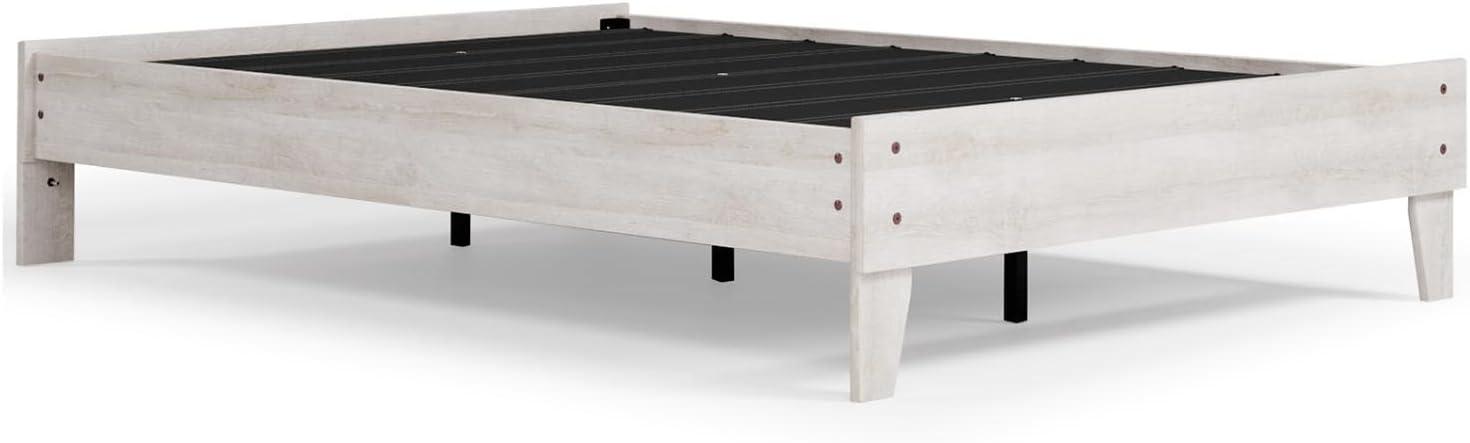 Queen Shawburn Platform Bed White/Dark Charcoal Gray - Signature Design by Ashley: Vintage Casual Style, No Box Spring Required