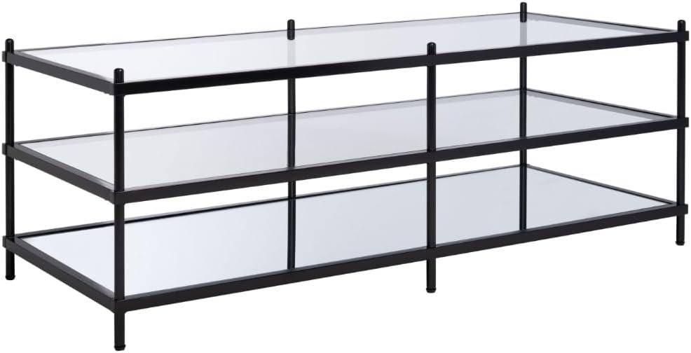 Cathal Glass And Mirror Coffee Table - Black/Glass - Safavieh