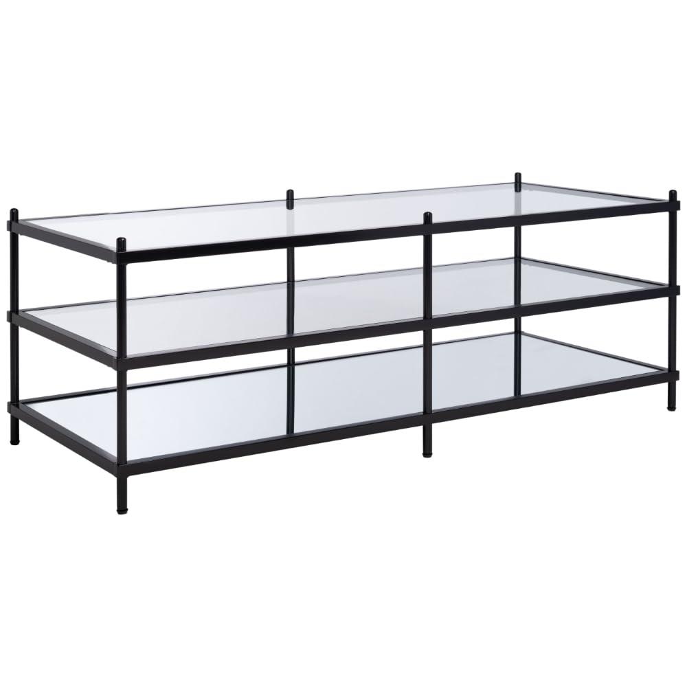 Cathal Glass And Mirror Coffee Table - Black/Glass - Safavieh