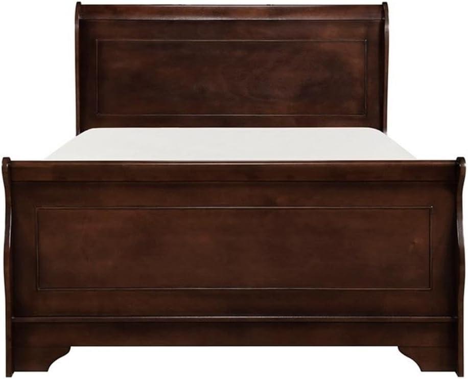 Abbeville Traditional Brown Cherry Queen Sleigh Bed with Headboard