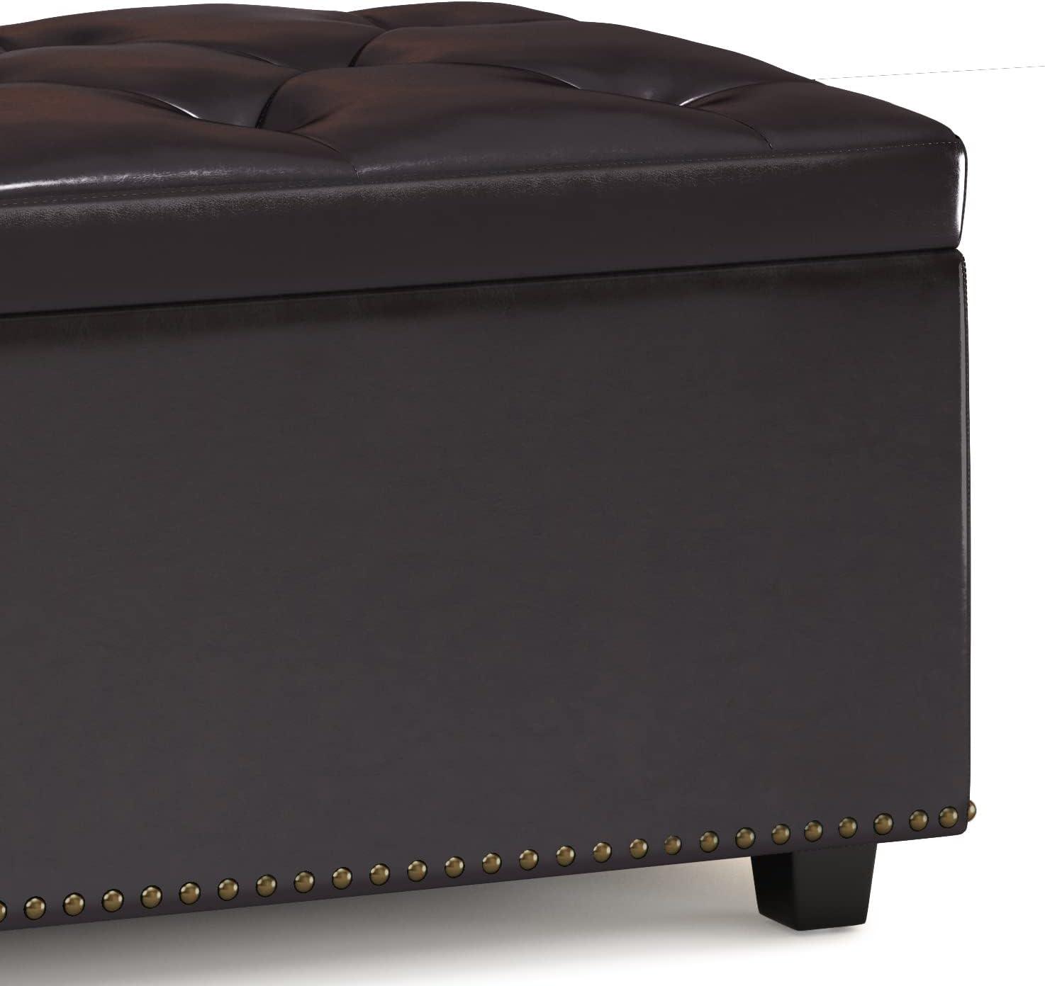 Hamilton 44" Contemporary Tanners Brown Faux Leather Lift-Top Storage Ottoman