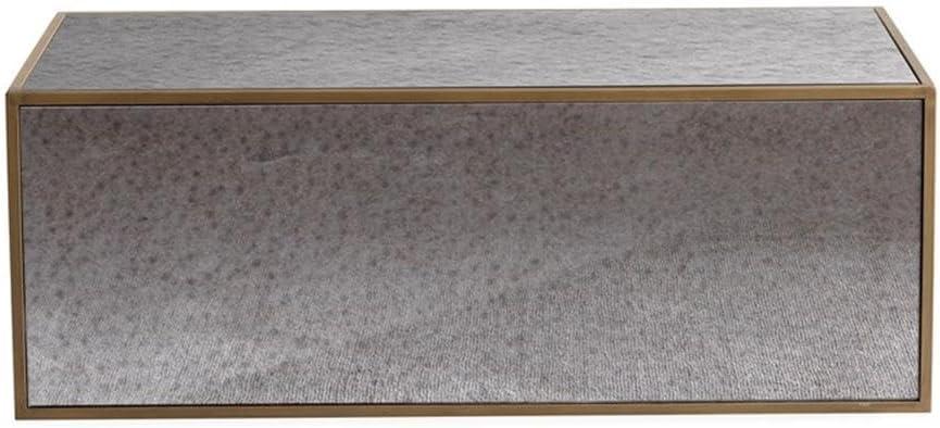 Lana Large Square Mirrored Glass Coffee Table with Brass Border