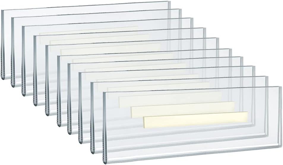 Self Adhesive Tape Clear Acrylic Wall Sign Holder Frame 8.5" W x 2.5" H - Landscape/ Horizontal, 10-Pack (Set of 10)