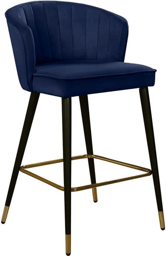 Meridian Furniture Cassie 28"H Velvet Bar Stool in Navy (Set of 2)