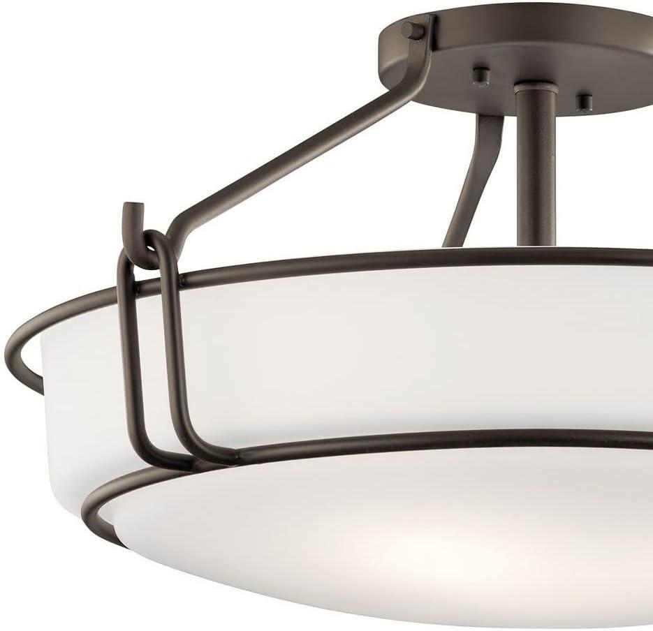 Alkire 22" Olde Bronze Semi-Flush Ceiling Light with Satin Etched Glass