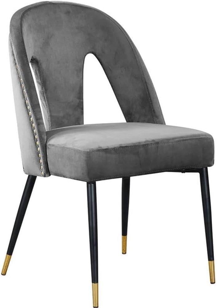 Meridian Furniture Akoya 19.5"H Velvet Dining Chair in Gray (Set of 2)