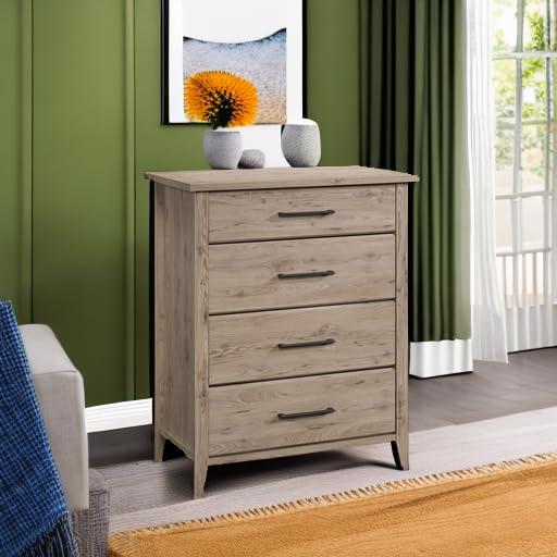 Summit Station Chest Beige - Sauder: 4-Drawer Storage, Mid-Century Modern Design, MDF Construction