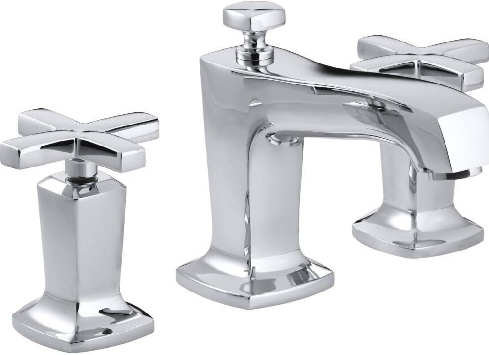 Margaux Polished Chrome Widespread Bathroom Faucet with Cross Handles