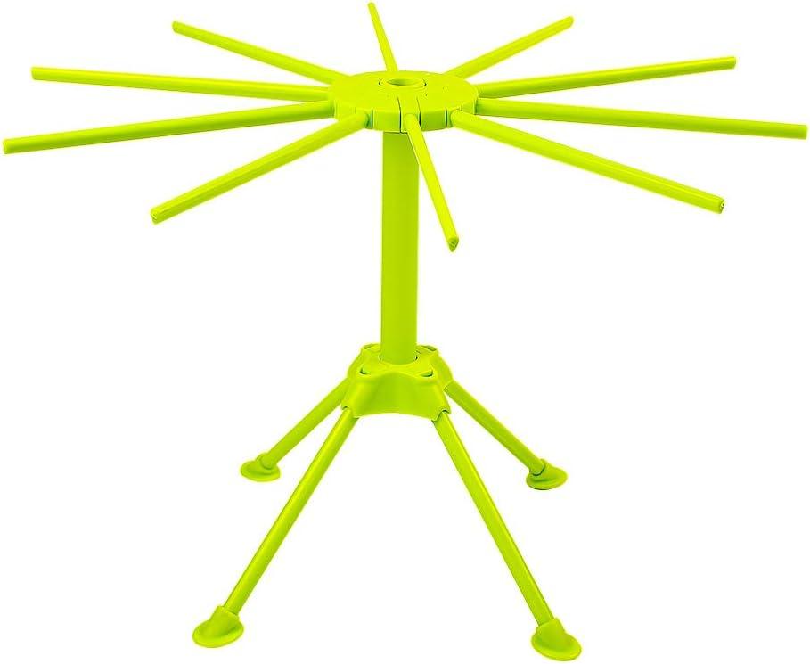 Collapsible Pasta Drying Rack- Plastic Household Noodle Stander with 10 Arms(Green)