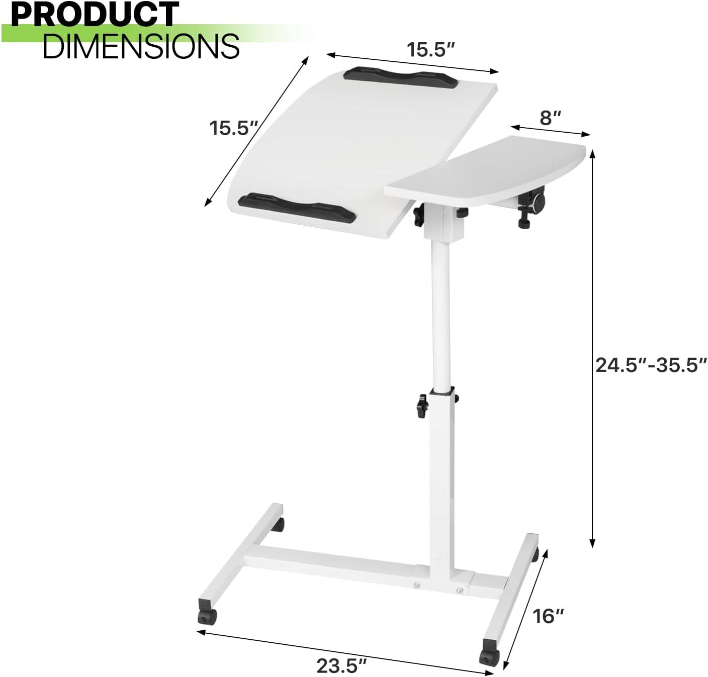 Bring Home Furniture Lifting Computer Desk, Multifunctional Standing Table, Laptop Cart with Mouse Pad for Small Spaces