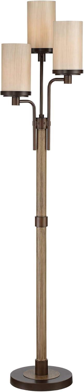 Bronze Faux Wood Multi-Head Torchiere Floor Lamp