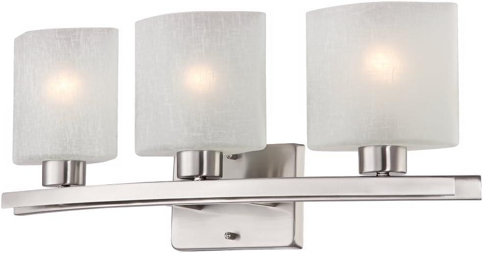 Sleek Brushed Nickel 23.5" Vanity Light with White Linen Glass