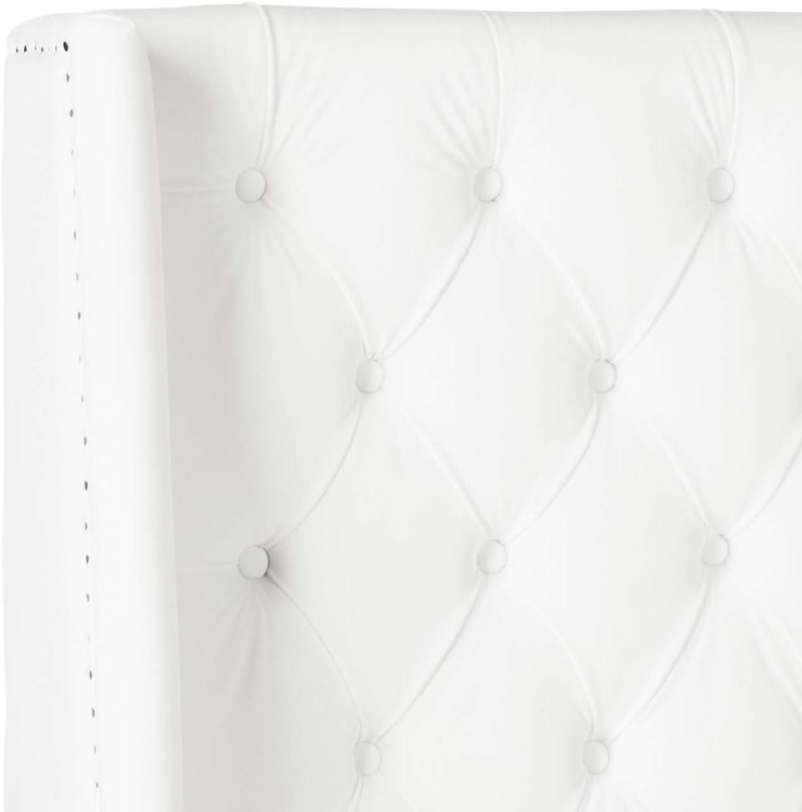 SAFAVIEH London Retro Winged Tufted Headboard with Flat Nail Heads, Queen, White