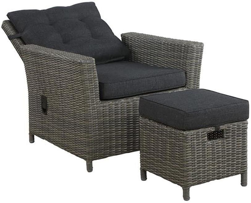 2pc Asti Wicker Outdoor Recliner & 15" Ottoman Patio Seating Set - Gray - Alaterre Furniture: All-Weather, No Assembly Required