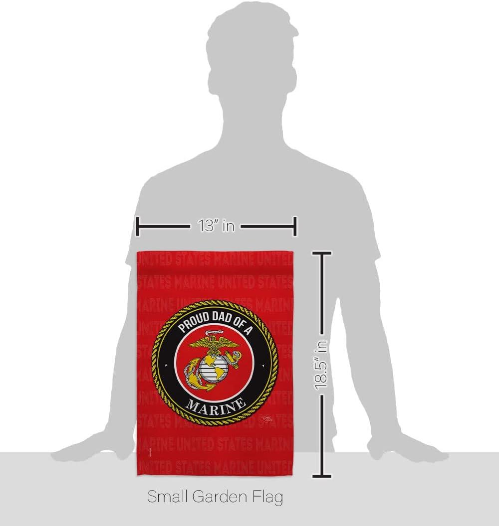 Breeze Decor G158518-BO Proud Dad Marines Garden Flag Armed Forces Marine Corps 13 x 18.5 in. Double-Sided Decorative Vertical Flags for House Decoration Banner Yard Gift