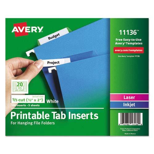Avery Consumer Products Avery® Laser/Ink Jet Inserts For Hanging File Fold Paper Hanging Files Cabinet