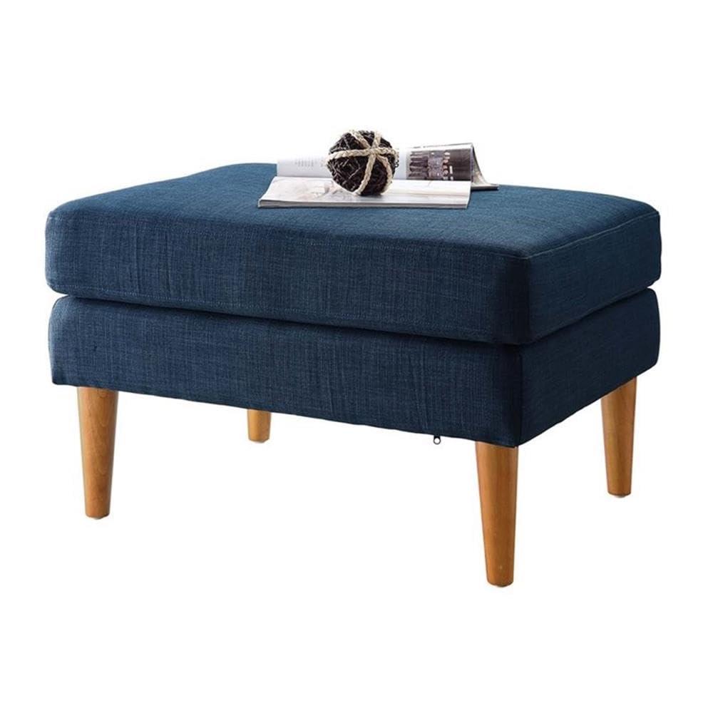 Convenience Concepts Designs4Comfort No Tools Marlow Mid Century Ottoman, Dark Blue Linen
