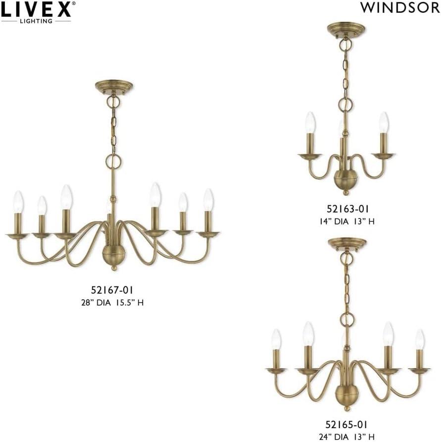 Livex Lighting Windsor 5 - Light Chandelier in  Polished Brass