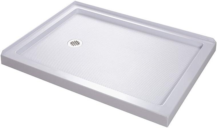 White Acrylic Double Threshold Shower Base with Left Drain