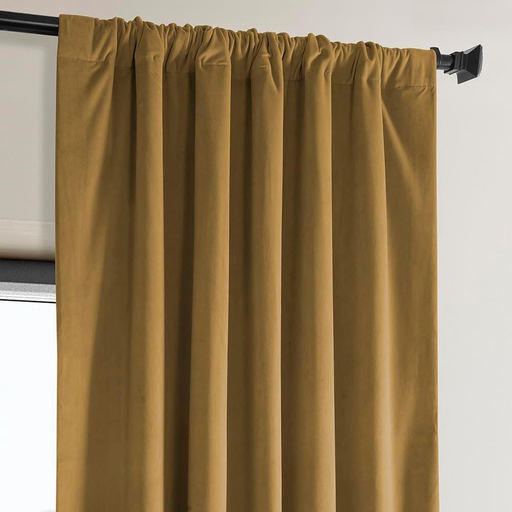Half Price Drapes Retro Gold Heritage Plush Velvet Room Darkening Curtains (1 Panel), 50W X 96L