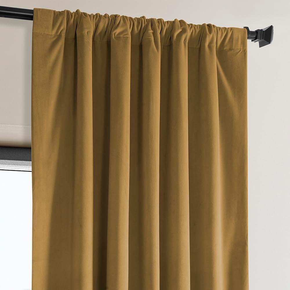 Half Price Drapes Retro Gold Heritage Plush Velvet Room Darkening Curtains (1 Panel), 50W X 96L