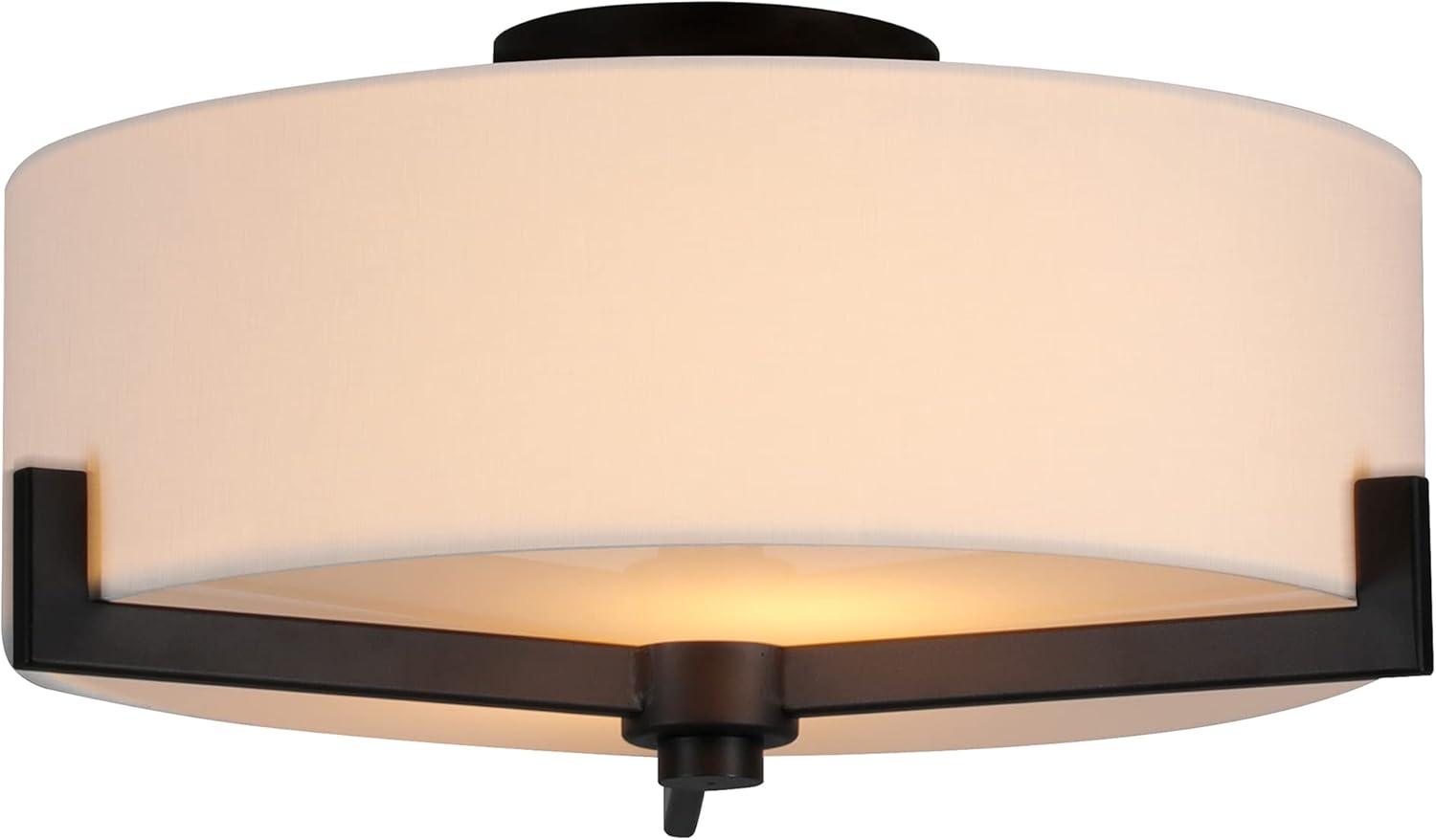 Henn&Hart 17.63" Blackened Bronze Metal/Glass Semi Flush Mount