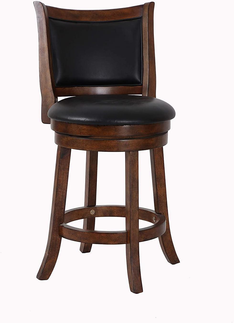 New Classic Bristol 29" Wood Swivel Bar Stool with PU Seat in Dark Brown/Black