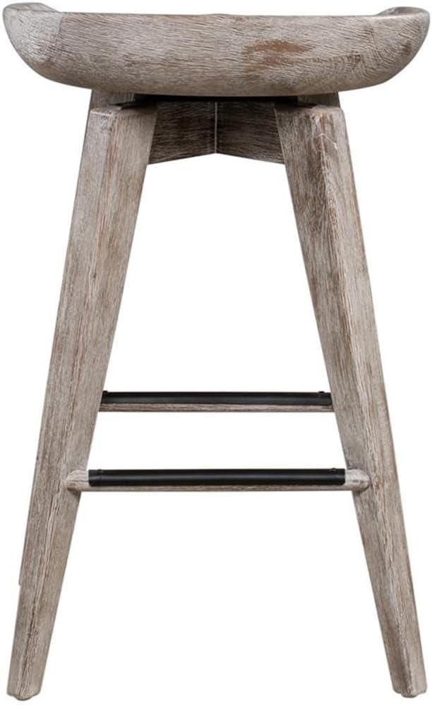 24" Bali Swivel Counter Height Barstool Barnwood - Boraam: Flared Legs, Wood Frame, 300lb Capacity