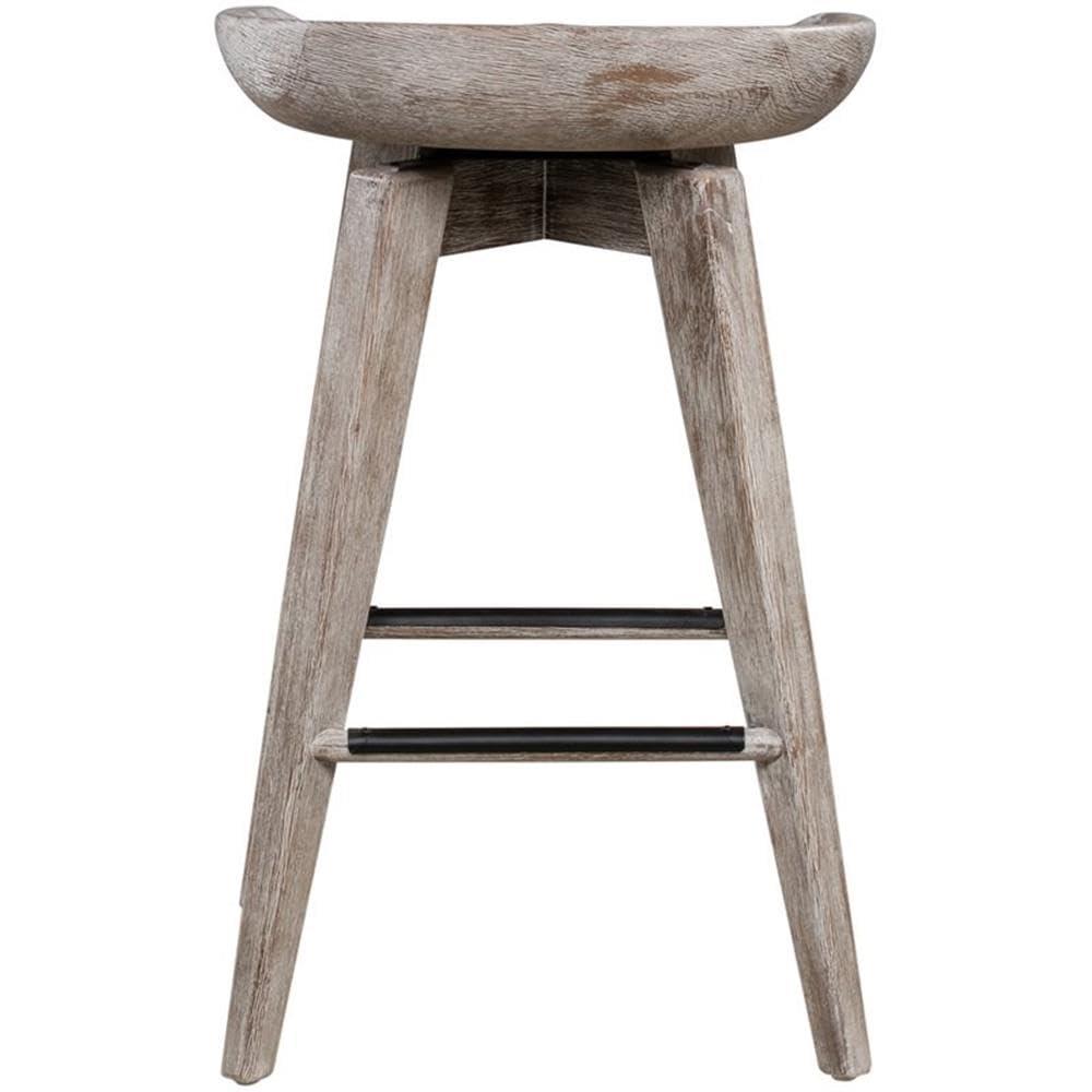 24" Bali Swivel Counter Height Barstool Barnwood - Boraam: Flared Legs, Wood Frame, 300lb Capacity