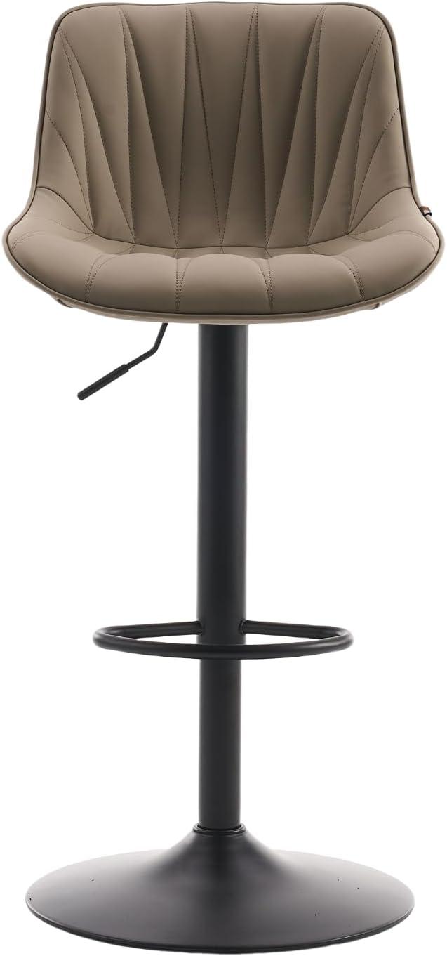 Khaki Adjustable Swivel Faux Leather Bar Stools with Metal Base