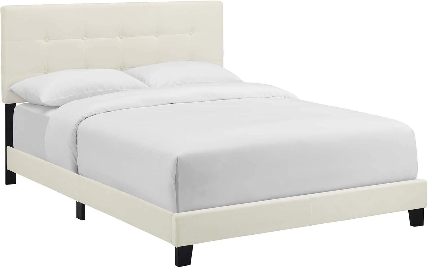 Modway Amira King Modern Style Performance Velvet Bed in Ivory