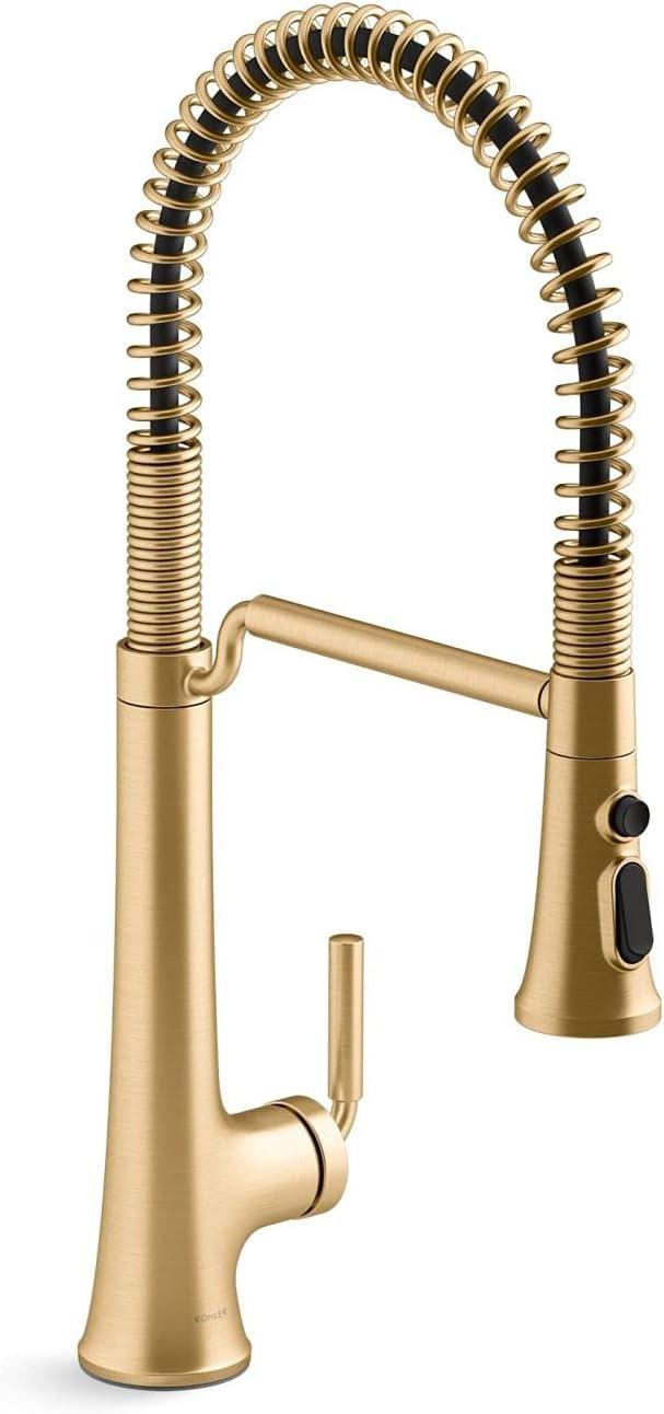 Kohler Tone Single Handle Semi-Professional Pre-Rinse Kitchen Sink Faucet with Three-Function Pull Down Sprayer