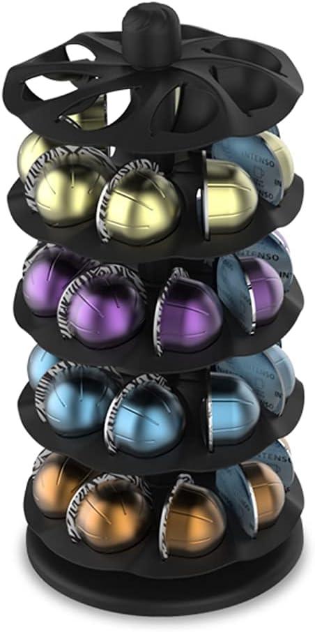 APPENIN WINTER PARK CORP Rotary Coffee Pod Capsules Carousel Holder Organizer Compatible With 40 Nespresso Vertuoline Capsules (Black)