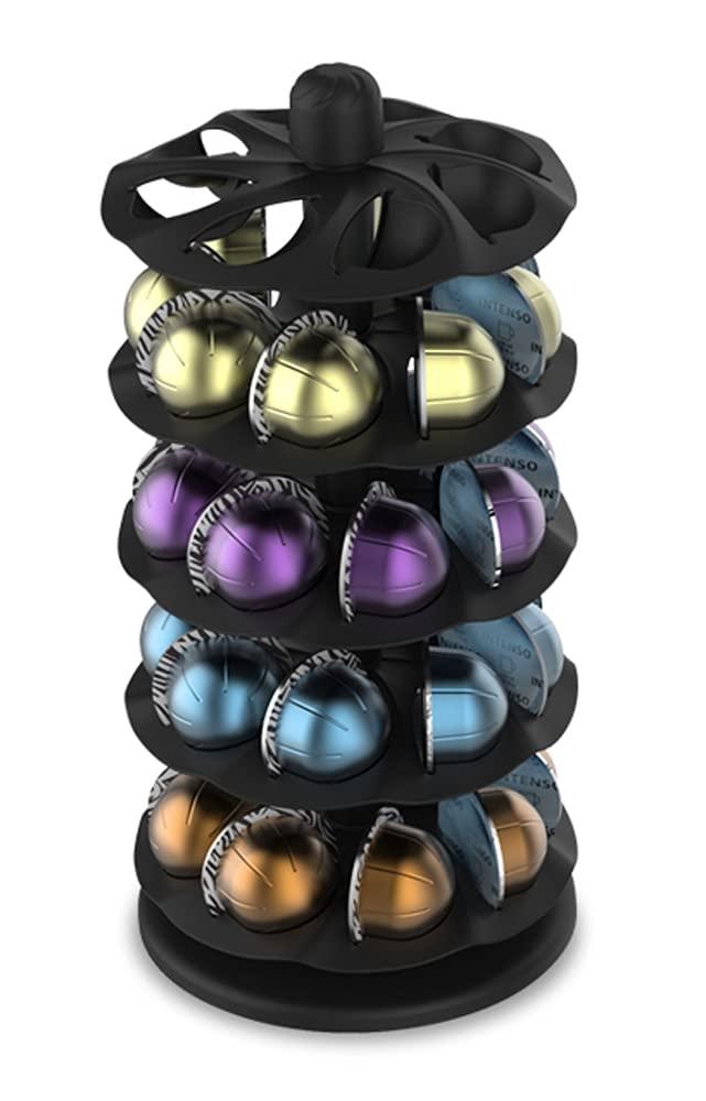 APPENIN WINTER PARK CORP Rotary Coffee Pod Capsules Carousel Holder Organizer Compatible With 40 Nespresso Vertuoline Capsules (Black)