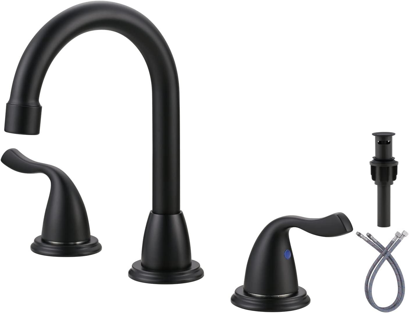 Matte Black 8-Inch Widespread Double Handle Bathroom Faucet