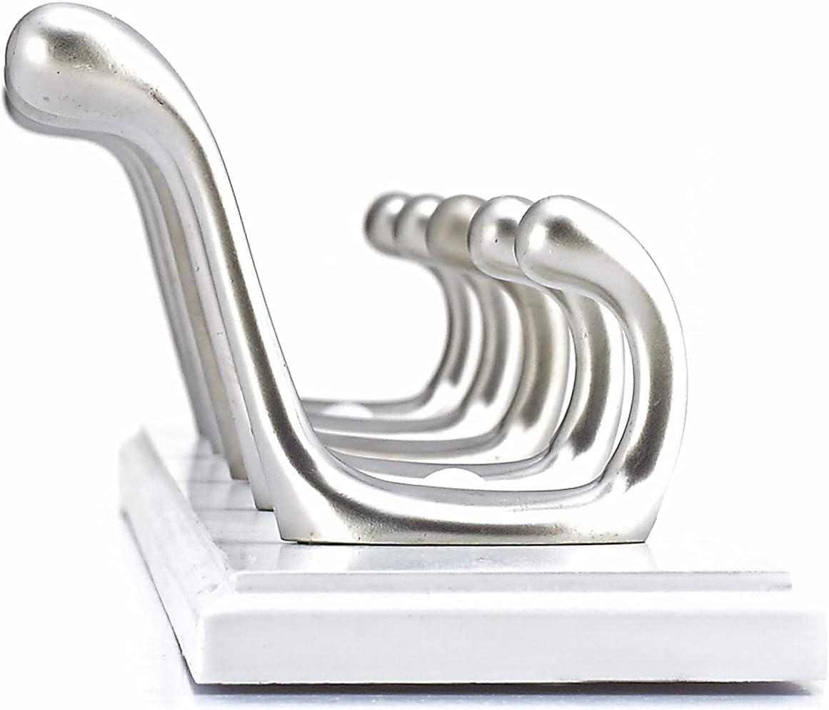 Brushed Nickel and White 24" 5-Hook Wall Rack