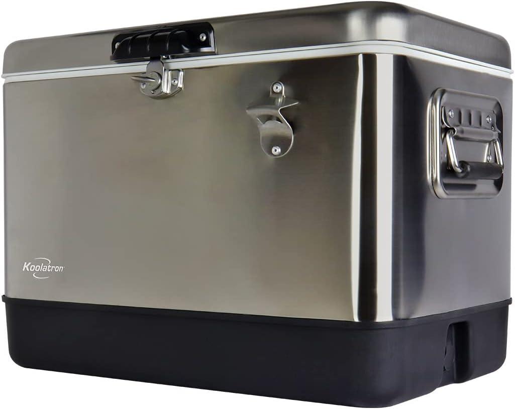 Stainless Steel and Black 51L Ice Chest Cooler with Bottle Opener