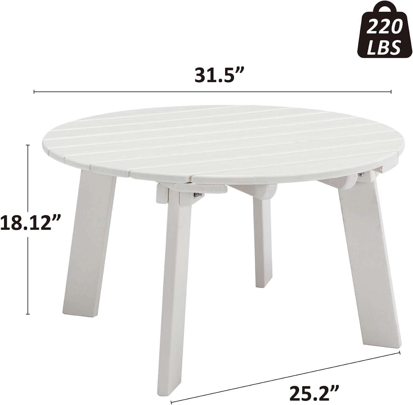 White Round Plastic Outdoor Adirondack Side Table