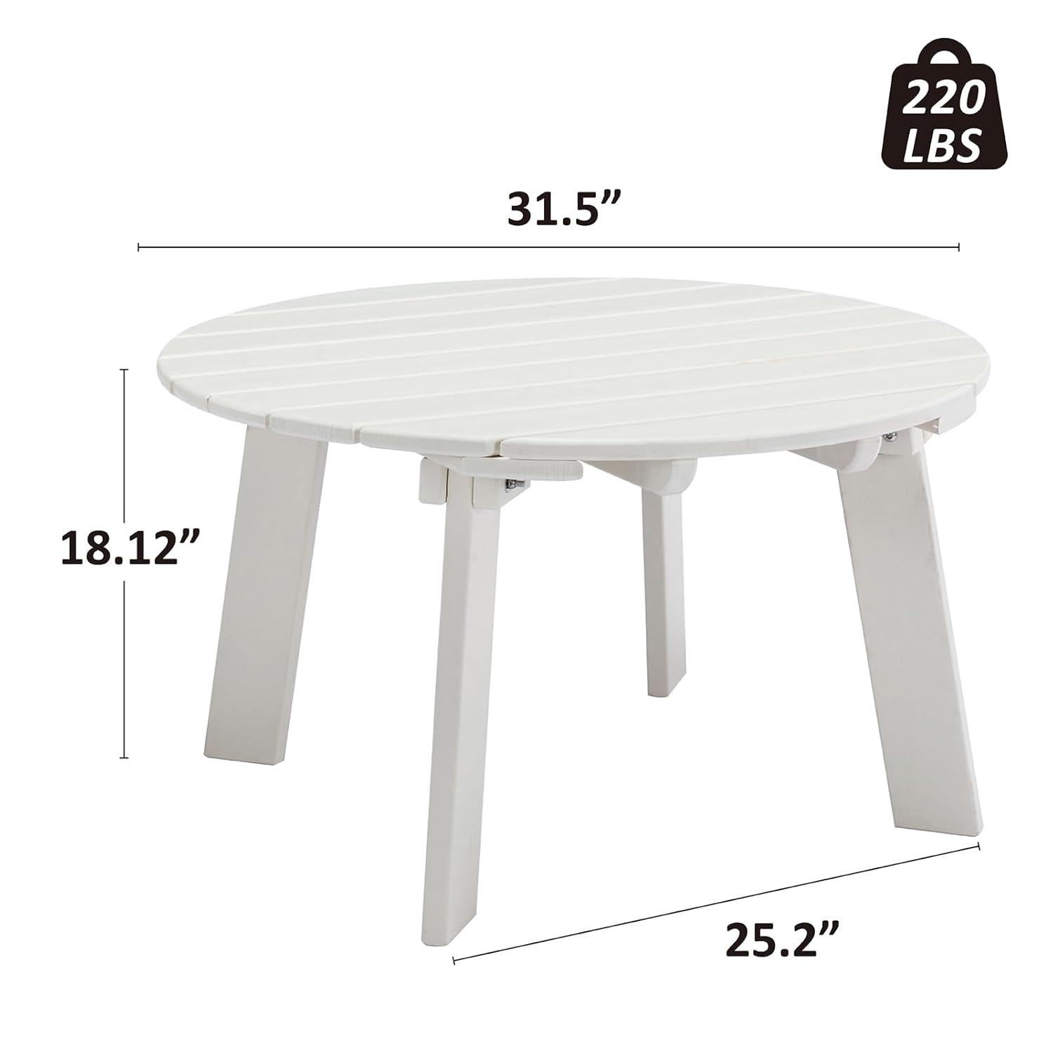 White Round Plastic Outdoor Adirondack Side Table