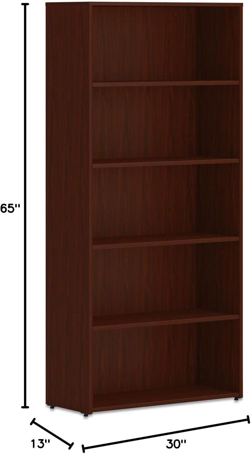 Traditional Mahogany 65" 5-Shelf Adjustable Bookcase